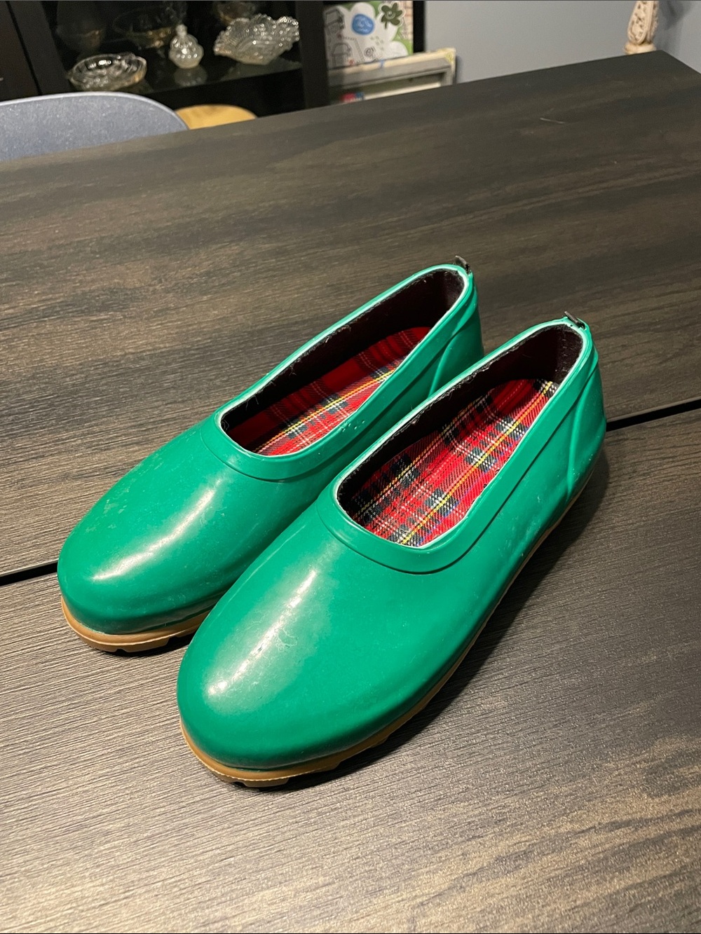 Women’s Green Waterproof Rain Flats - Classic Slip-On Boots